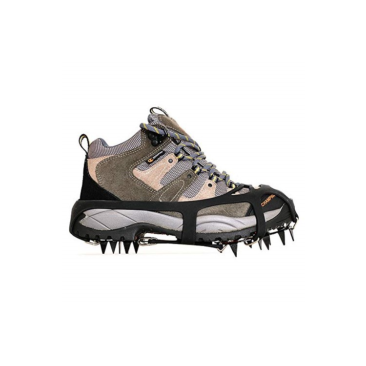 1 Pair Outdoor Ice Crampons 18 Teeth Steel Non-slip Shoe Cover Rock Climbing - Black / Size: L-3