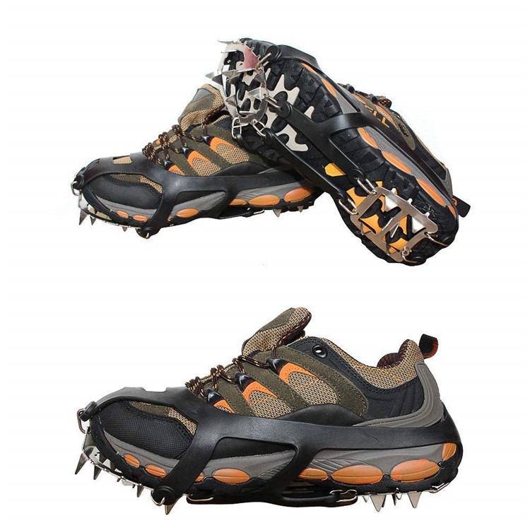 1 Pair Outdoor Ice Crampons 18 Teeth Steel Non-slip Shoe Cover Rock Climbing - Black / Size: L-6