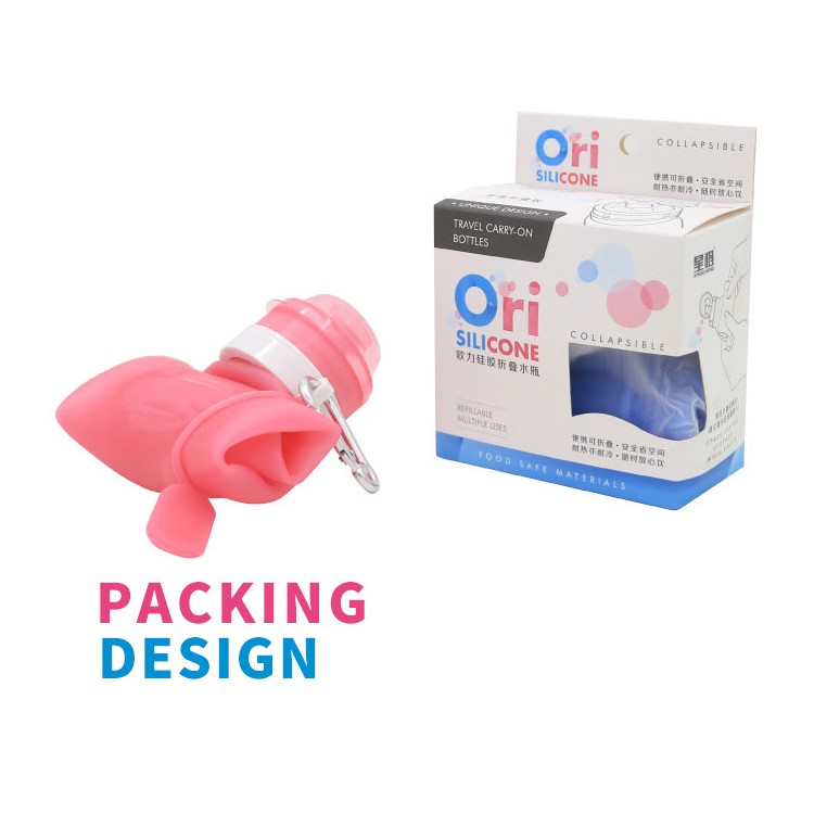 Botella De Agua De Silicona Plegable Para Acampar Al Aire Libre, Gimnasio (20 Oz) - Rosado-3