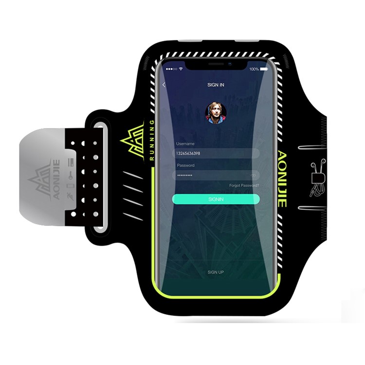 AONIJIE Universal 6 inch Smartphones Sports Armband Case for Running Fitness and Cycling, Phone Compartment Size: 8.5 x 16.5cm - Black