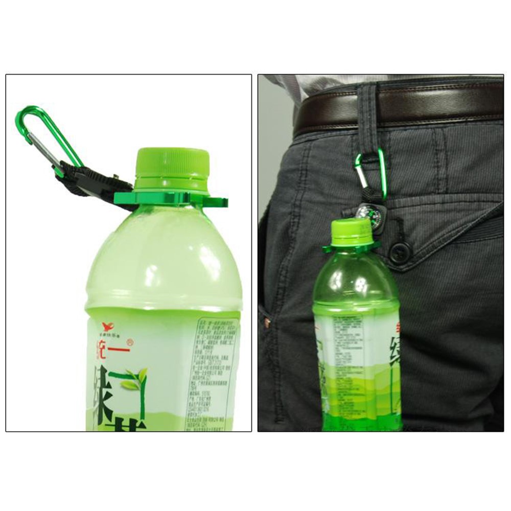 Outdoor Camping Sports Water Bottle Holder Carabiner Hook Buckle with Compass-6