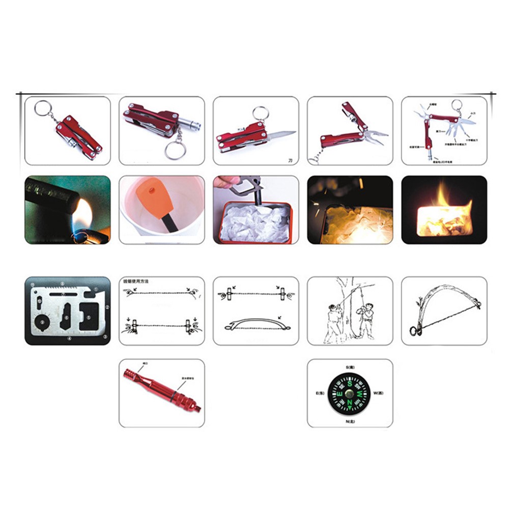 Self Help Outdoor Sporting SOS Survival Emergency Tools Box Kit-13