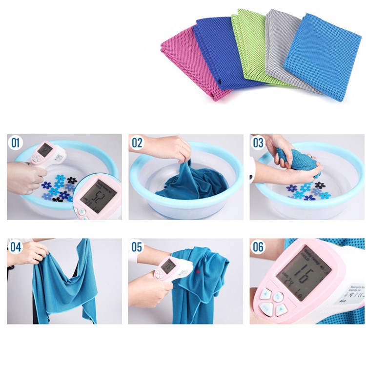 ROMIX 120 x 30cm Sports Gym Cooling Towel with Pop Can - Grey-16