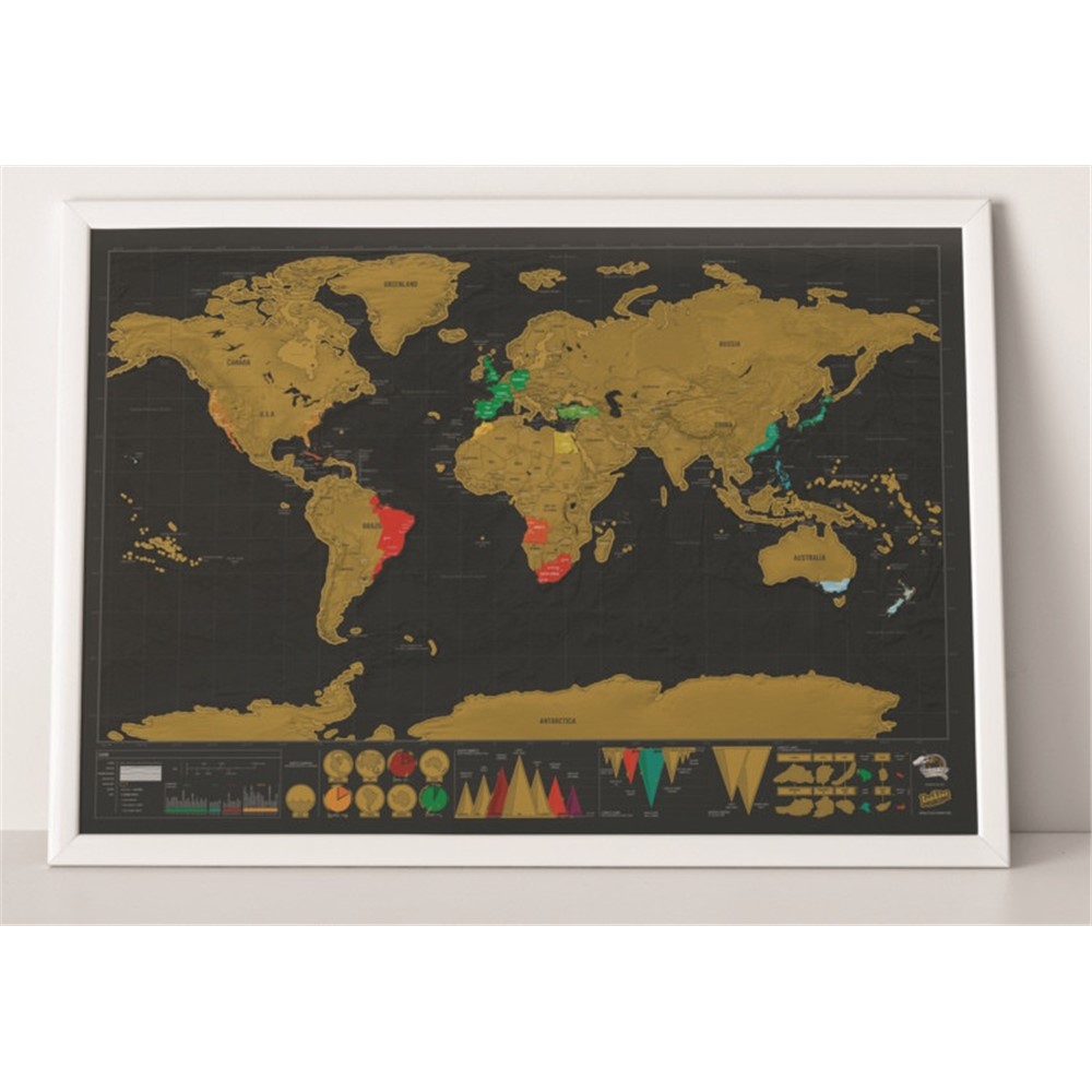Schwarze Deluxe Scratch Off Weltkarte, Größe: 82.5cm X 59.4cm-11