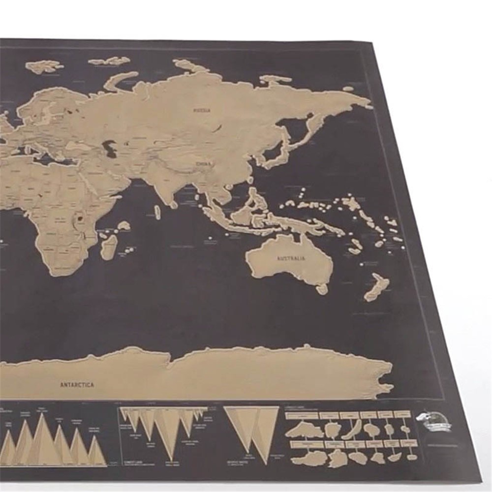 Schwarze Deluxe Scratch Off Weltkarte, Größe: 82.5cm X 59.4cm-14