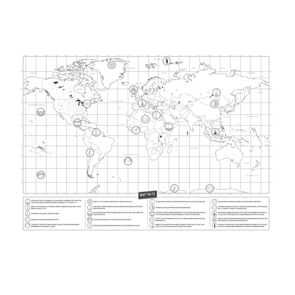Schwarze Deluxe Scratch Off Weltkarte, Größe: 82.5cm X 59.4cm-15