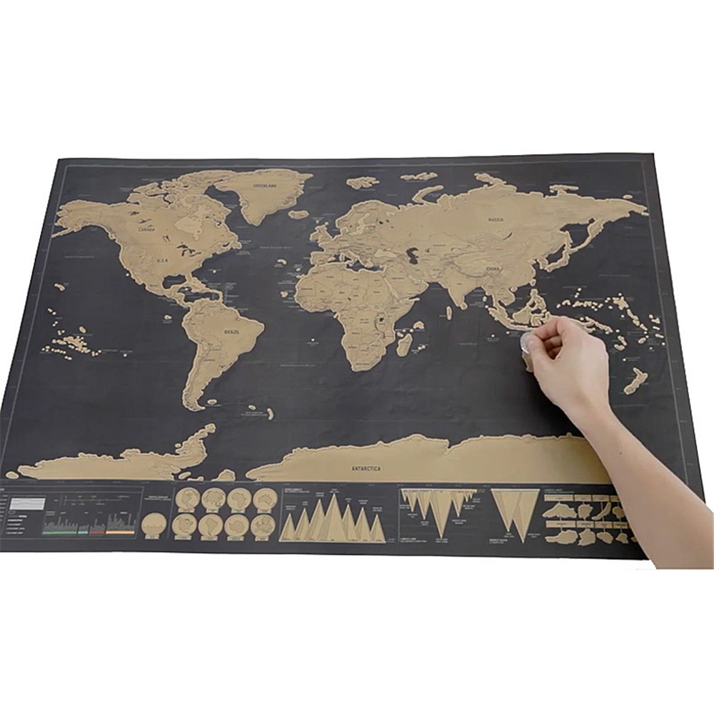 Schwarze Deluxe Scratch Off Weltkarte, Größe: 82.5cm X 59.4cm-2