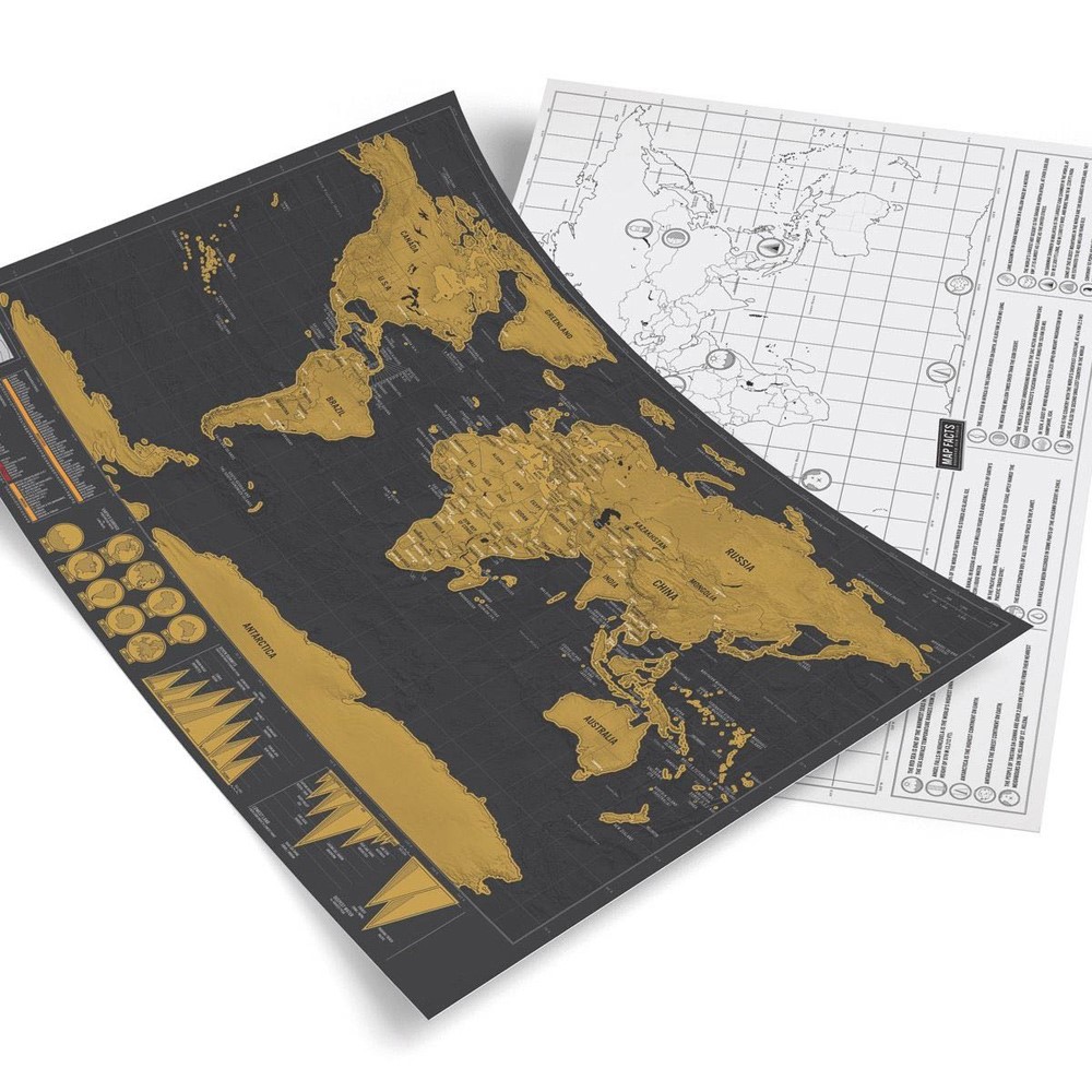 Schwarze Deluxe Scratch Off Weltkarte, Größe: 82.5cm X 59.4cm-3