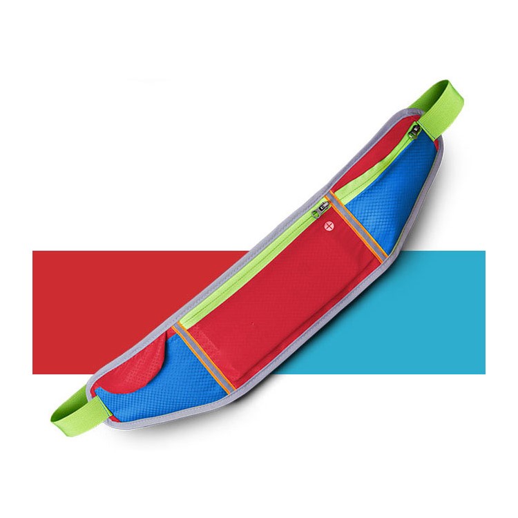 Multifunctional 3-pocket Sports Waist Bag for Running Climbing etc - Red / Baby Blue-1