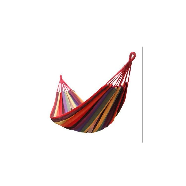 Outdoor Leisure Cotton Canvas Colorful Stripes Hammock 185x80cm - Red-5