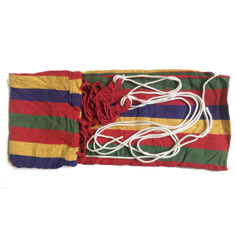Outdoor Leisure Cotton Canvas Colorful Stripes Hammock 185x80cm - Red-9