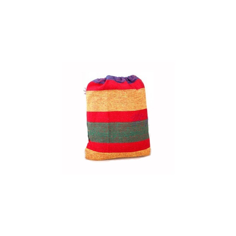 Outdoor Leisure Cotton Canvas Colorful Stripes Hammock 185x80cm - Red-11