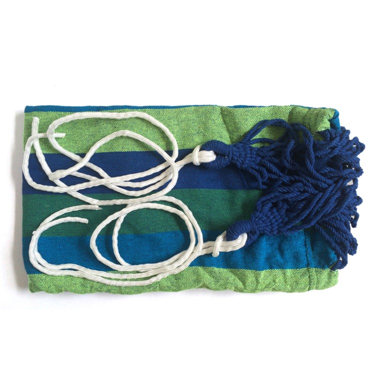 Outdoor Camping Leisure Colorful Stripes Canvas Hammock 185x80cm - Blue-5