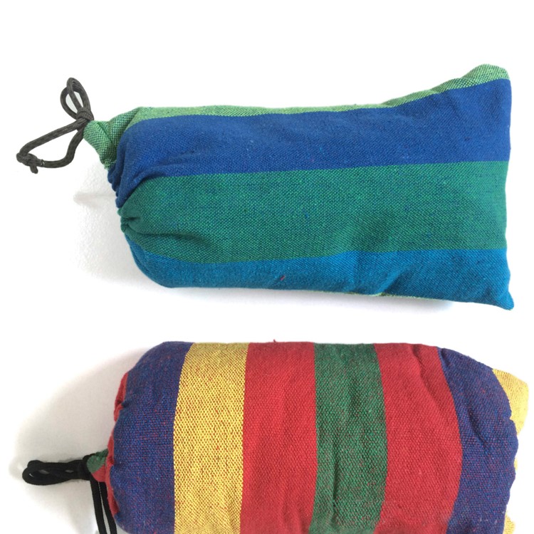 Outdoor Camping Leisure Colorful Stripes Canvas Hammock 185x80cm - Blue-9