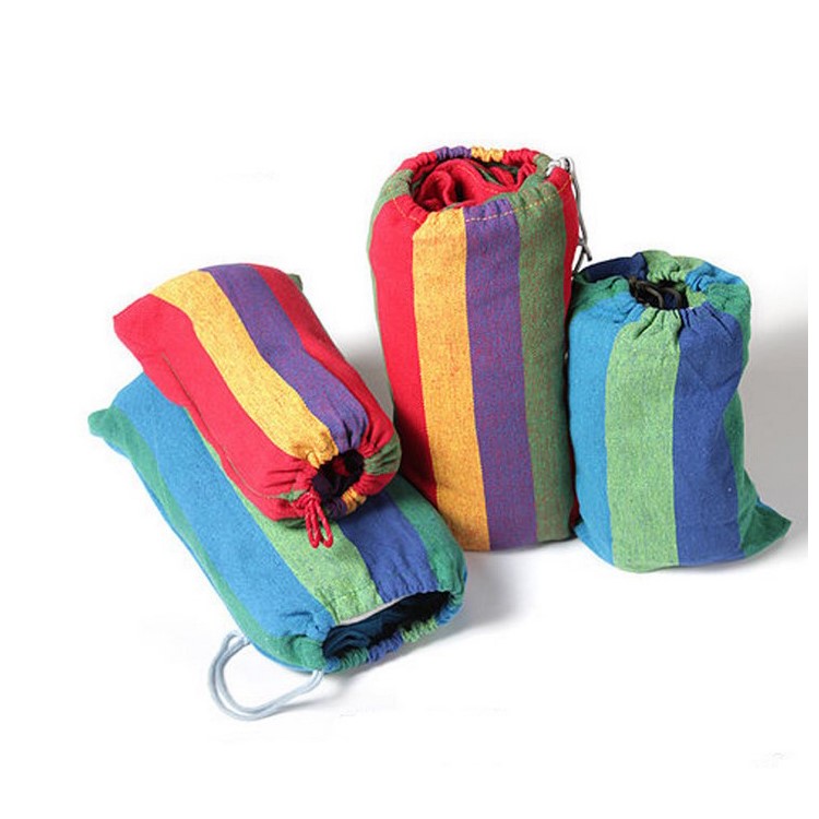 Outdoor Camping Leisure Colorful Stripes Canvas Hammock 185x80cm - Blue-11