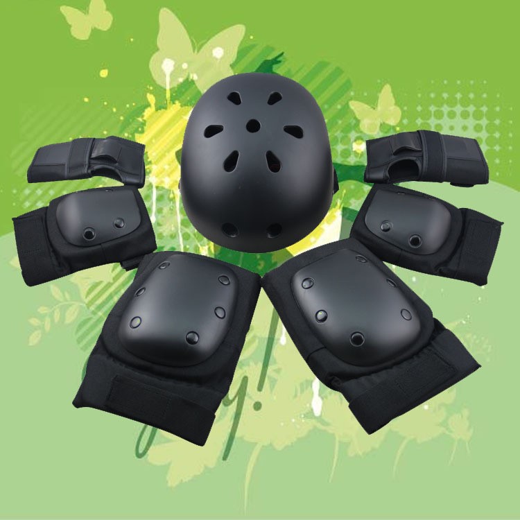 7Pcs/Set Adult / Child Protective Gear Sports Knees Elbows Wrists Head Support Protection Helmet Set for Skateboard Cycling Roller Skating - M Size-1