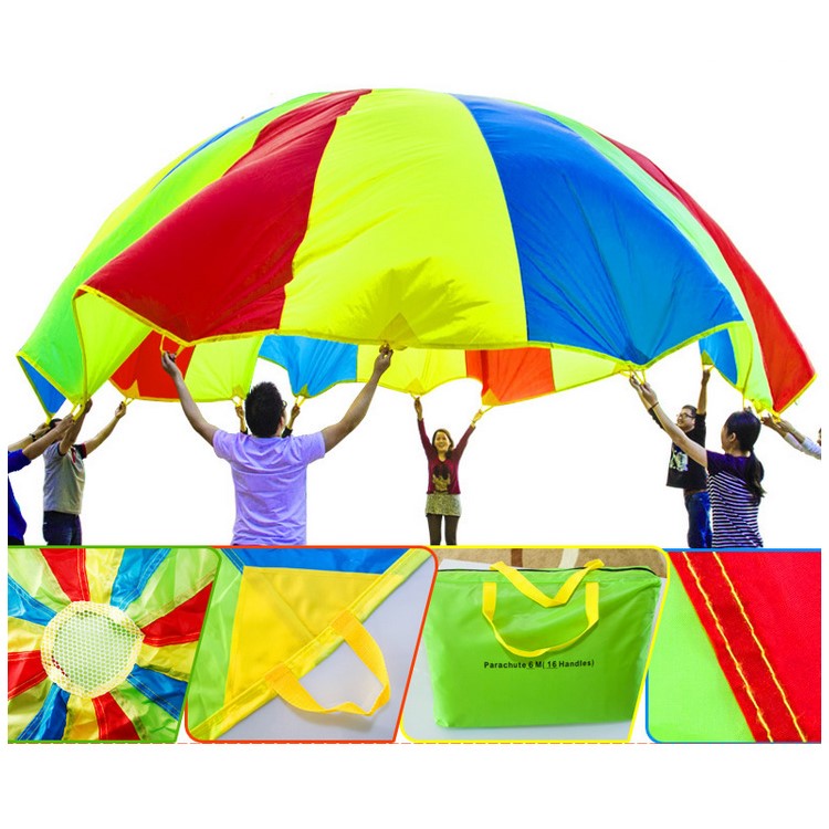 5M Children Kids 8 Handles Play Parachute Tent Funchute Rainbow Color Game Toy-1