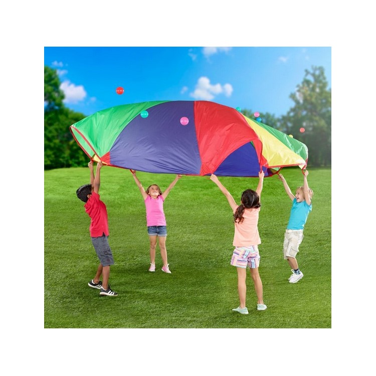 5M Children Kids 8 Handles Play Parachute Tent Funchute Rainbow Color Game Toy-1