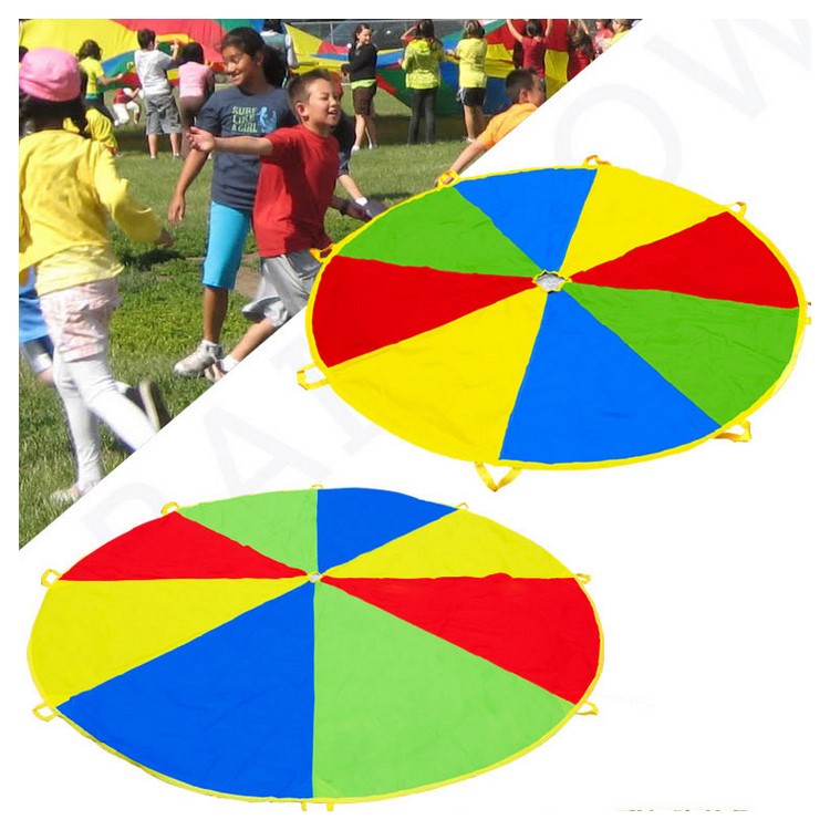 5M Children Kids 8 Handles Play Parachute Tent Funchute Rainbow Color Game Toy-1