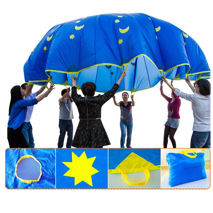 3 Meter Stern Und Mond Muster Fallschirm Spielzeug Mit 8 Griffen Für Kinder Spielen-1