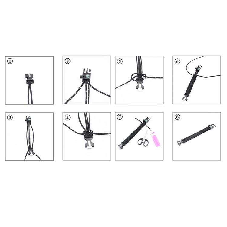 16 in 1 Emergency Tools Paracord Survival Kit - Black-3