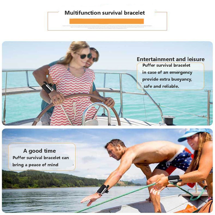 PUFFER Swimming Inflatable Survival Bracelet Anti-drowning Floating Gasbag Buoyancy Wristband-8