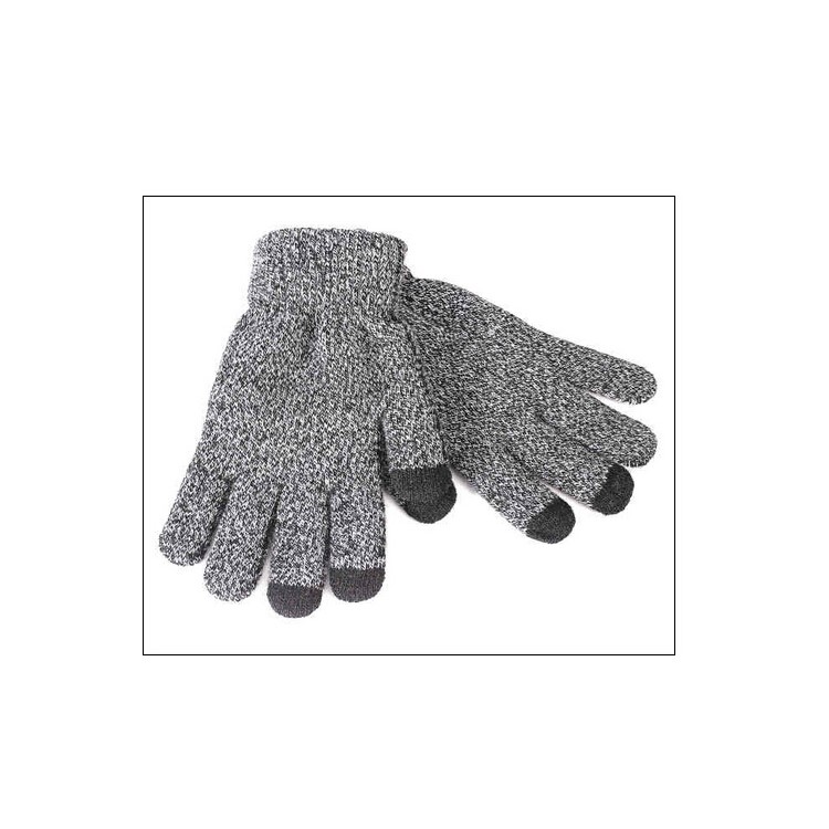 Unisex Touchscreen Texting Gloves Warm Winter Knitted Glove - Black Melange-2