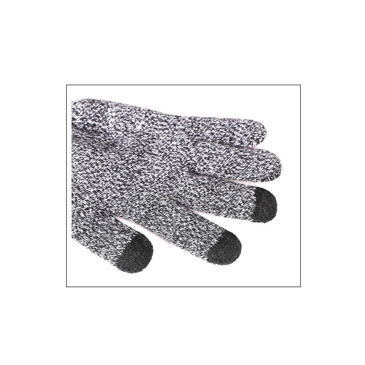 Unisex Touchscreen Texting Gloves Warm Winter Knitted Glove - Black Melange-3