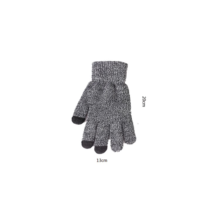 Unisex Touchscreen Texting Gloves Warm Winter Knitted Glove - Black Melange-6
