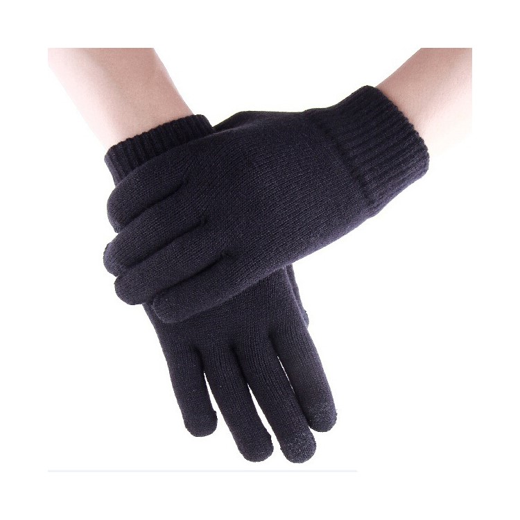 Unisex Touchscreen Texting Gloves Warm Winter Knitted Glove - Black-1