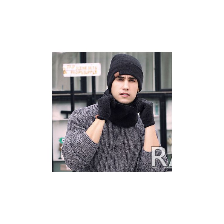 Unisex Touchscreen Texting Gloves Warm Winter Knitted Glove - Black-2