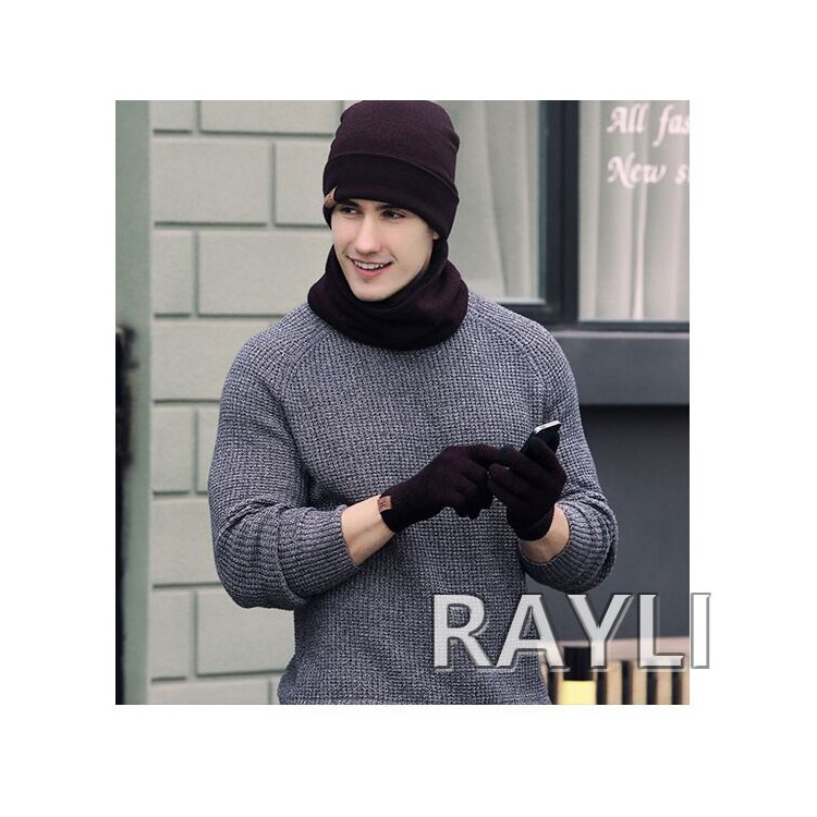 Unisex Touchscreen Texting Gloves Warm Winter Knitted Glove - Black-4