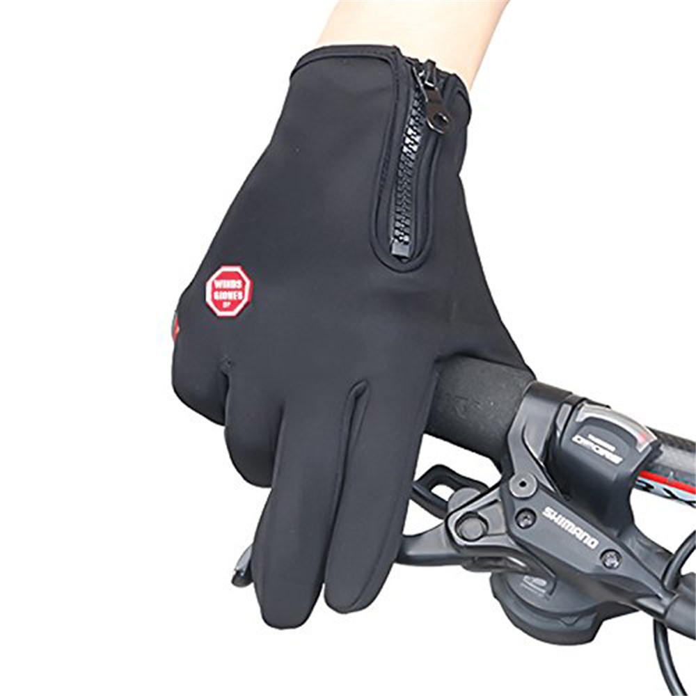 1 Pair Touch Screen Outdoor Full-finger Windproof Skiing Cycling Gloves - Black / S-5