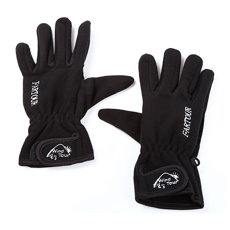 1 Pair WINDTOUR Cycling Touch Screen Gloves Polar Fleece Warm Gloves - Black / M Size-1