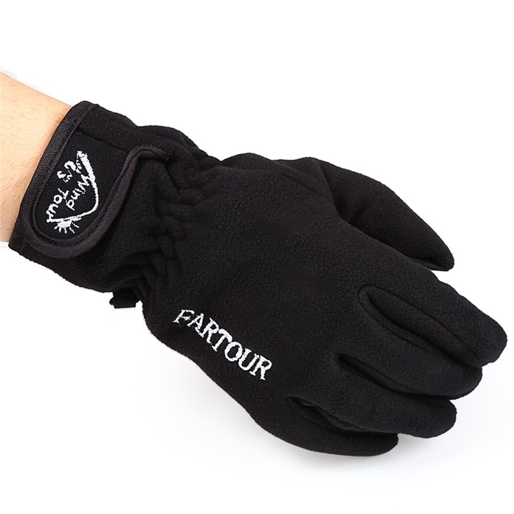1 Pair WINDTOUR Cycling Touch Screen Gloves Polar Fleece Warm Gloves - Black / M Size-3