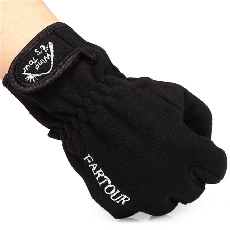 1 Pair WINDTOUR Cycling Touch Screen Gloves Polar Fleece Warm Gloves - Black / M Size-4