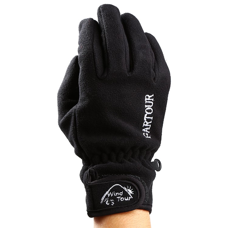 1 Pair WINDTOUR Cycling Touch Screen Gloves Polar Fleece Warm Gloves - Black / M Size-6