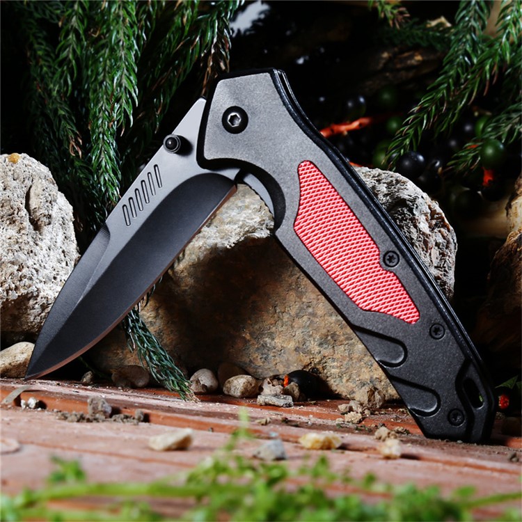 PA36 Multi-functional Semi-automatic Folding Knife for Outdoor Use - Black-1