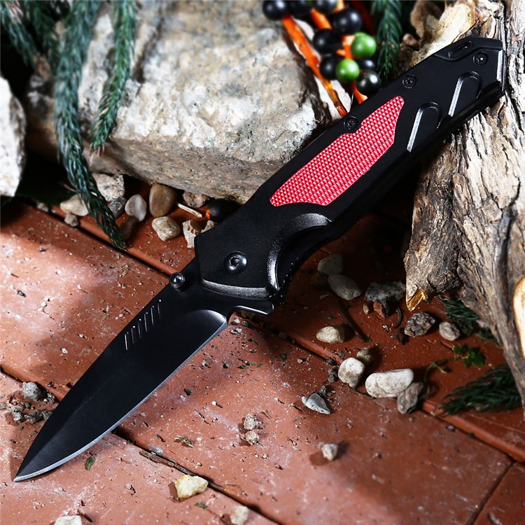 PA36 Multi-functional Semi-automatic Folding Knife for Outdoor Use - Black-2