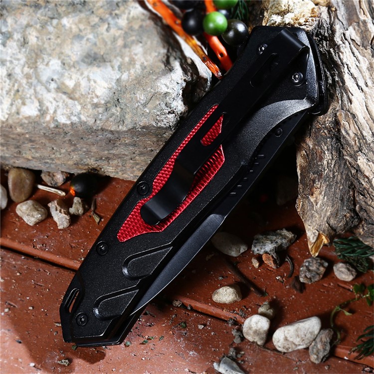 PA36 Multi-functional Semi-automatic Folding Knife for Outdoor Use - Black-3