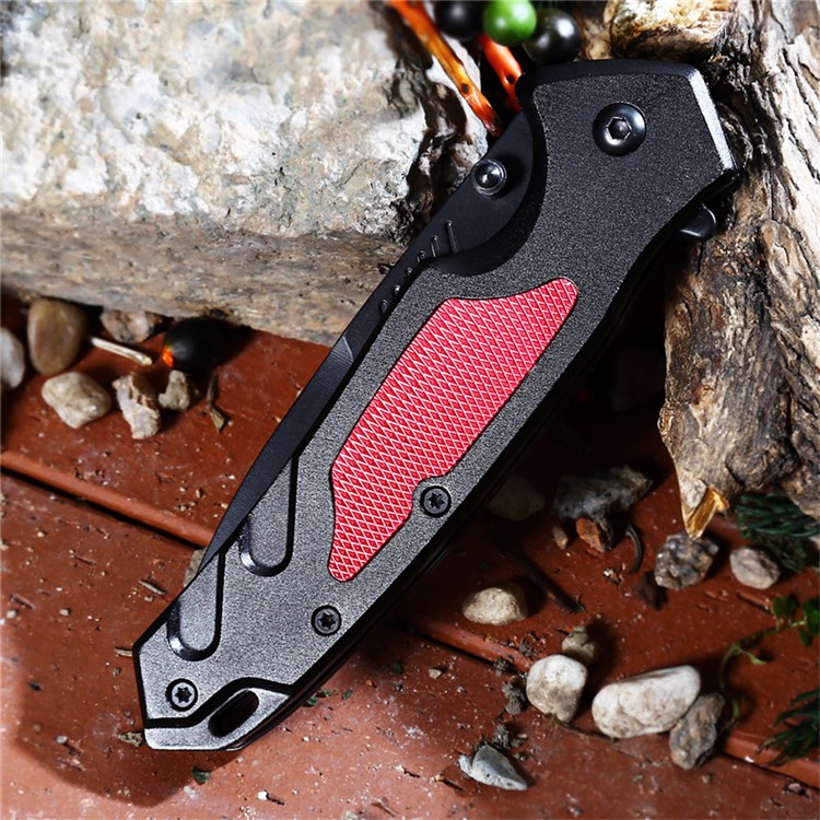 PA36 Multi-functional Semi-automatic Folding Knife for Outdoor Use - Black-4