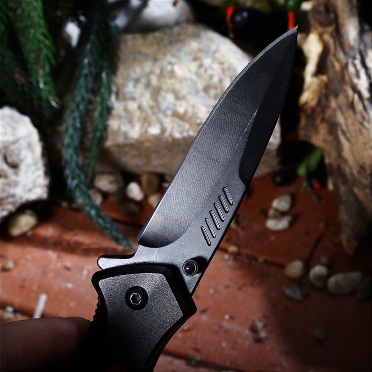PA36 Multi-functional Semi-automatic Folding Knife for Outdoor Use - Black-5