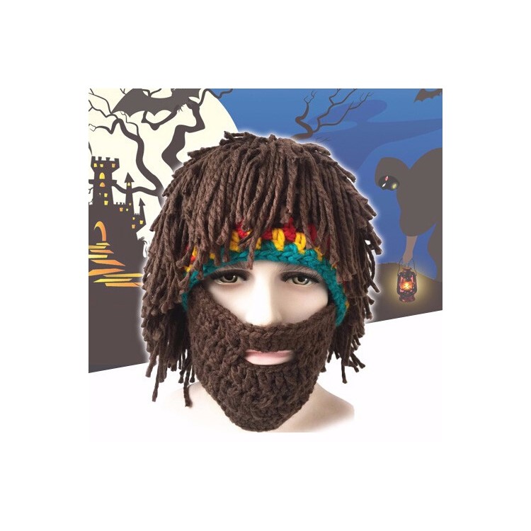 Warm Winter Beard Knit Crochet Hat Mustache Mask Cap-1