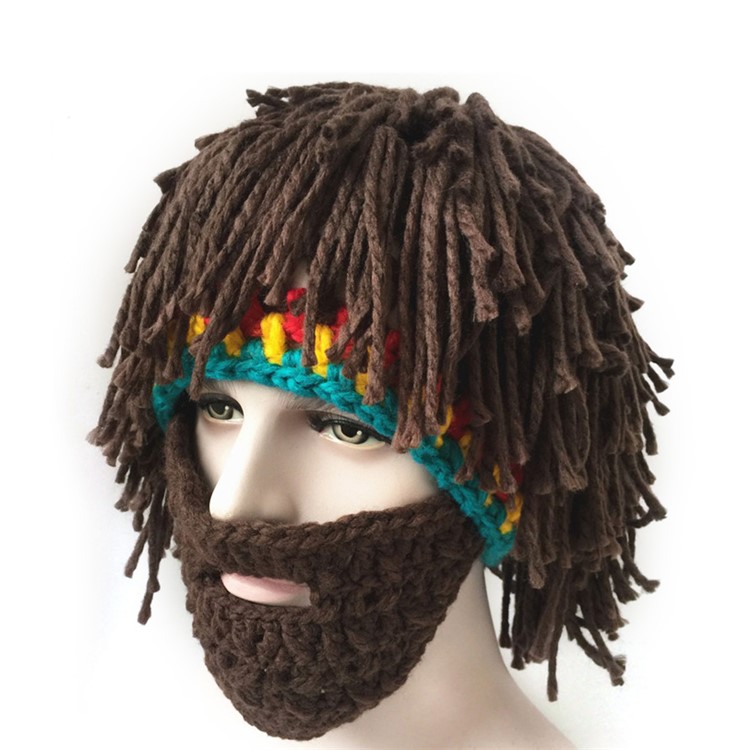 Warm Winter Beard Knit Crochet Hat Mustache Mask Cap-2