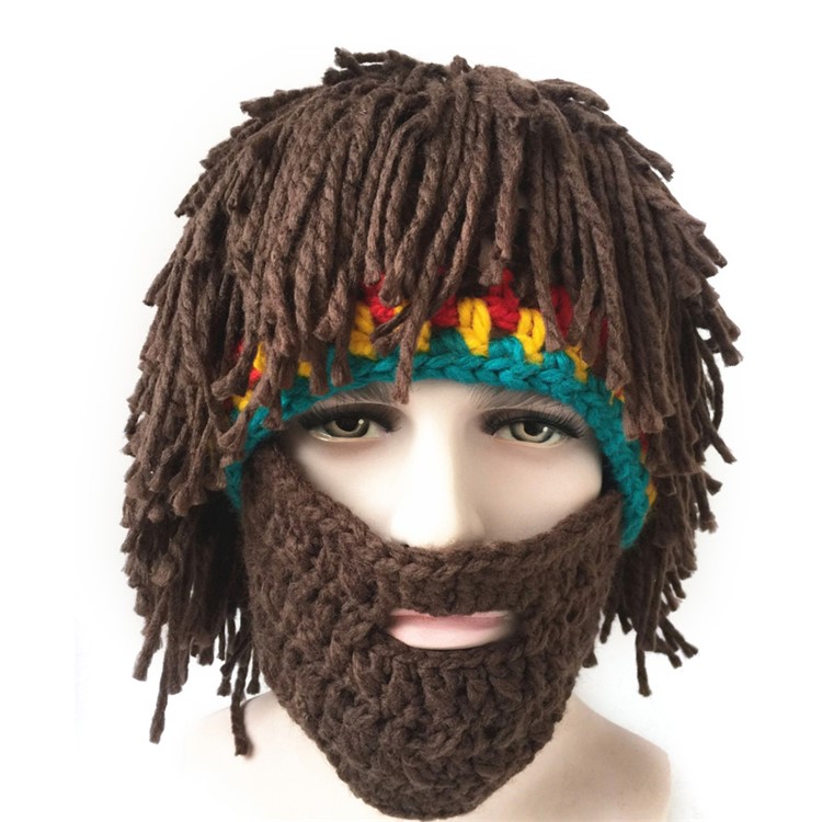 Warm Winter Beard Knit Crochet Hat Mustache Mask Cap-3