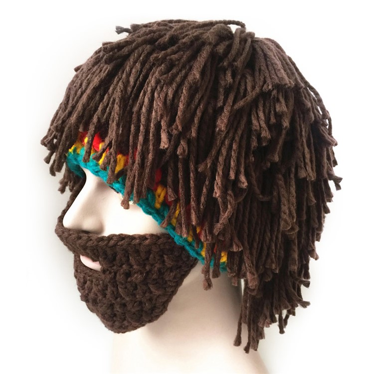 Warm Winter Beard Knit Crochet Hat Mustache Mask Cap-5