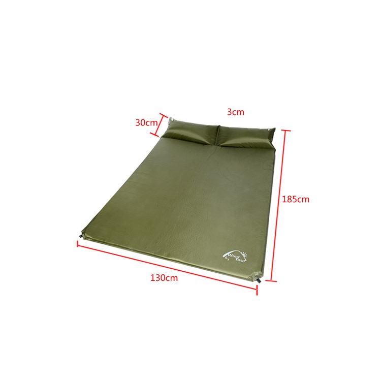 WIND TOUR Outdoor Camping Double Automatic Inflated Mattress with Pillow, Size: 185 x 130 x 3cm - Army Green-2