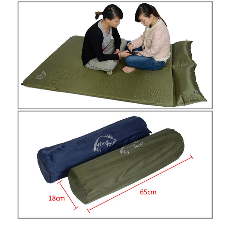 WIND TOUR Outdoor Camping Double Automatic Inflated Mattress with Pillow, Size: 185 x 130 x 3cm - Army Green-4