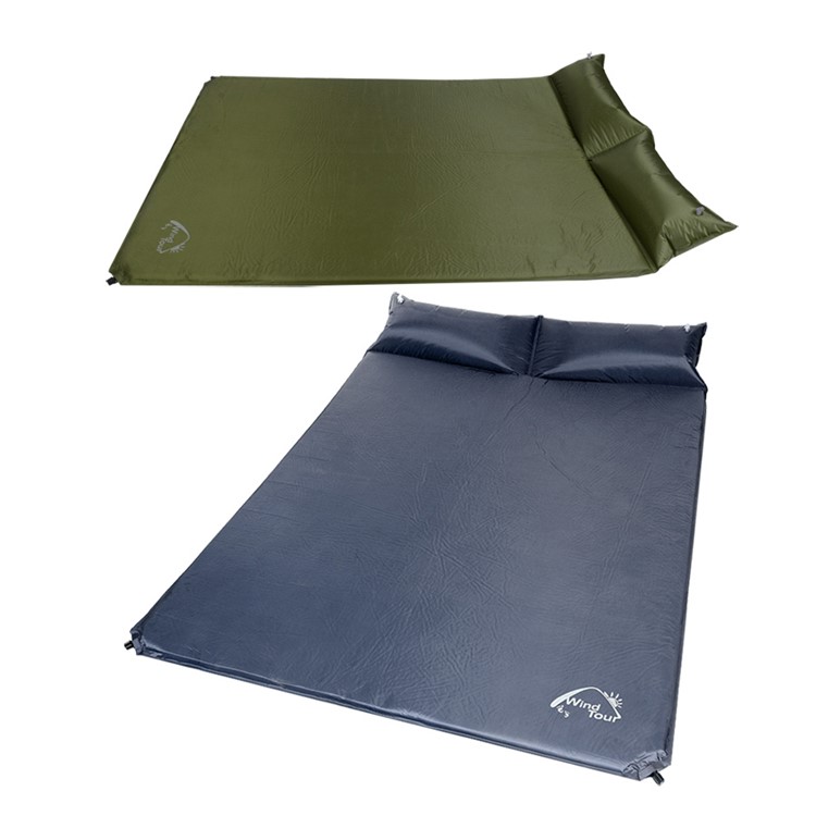 WIND TOUR Outdoor Camping Double Automatic Inflated Mattress with Pillow, Size: 185 x 130 x 3cm - Army Green-6