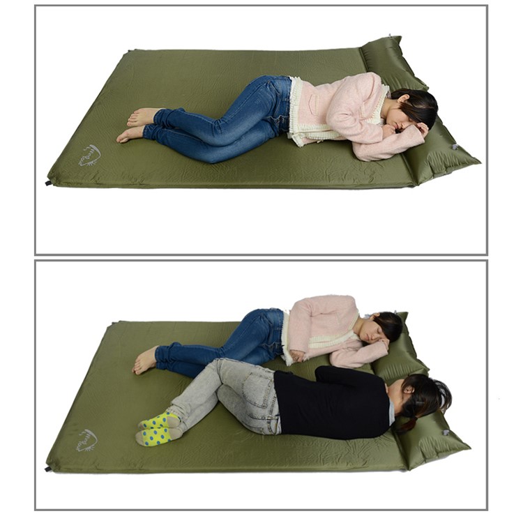 WIND TOUR Outdoor Camping Double Automatic Inflated Mattress with Pillow, Size: 185 x 130 x 3cm - Army Green-7
